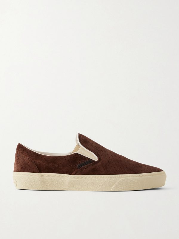 Perforated Suede Slip-On Sneakers