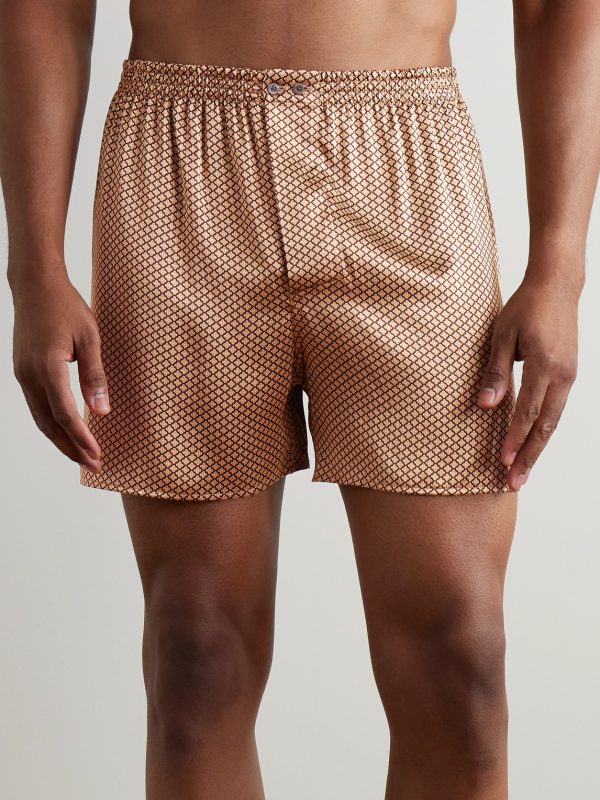 Printed Silk-Satin Boxer Shorts - OU