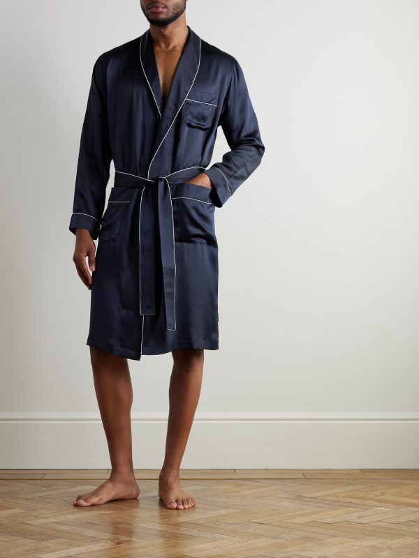 Belted Silk-Satin Robe - OU Belted Silk-Satin Robe - OU