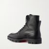Caracolo Lion Smooth and Full-Grain Leather Lace-Up Boots - BK