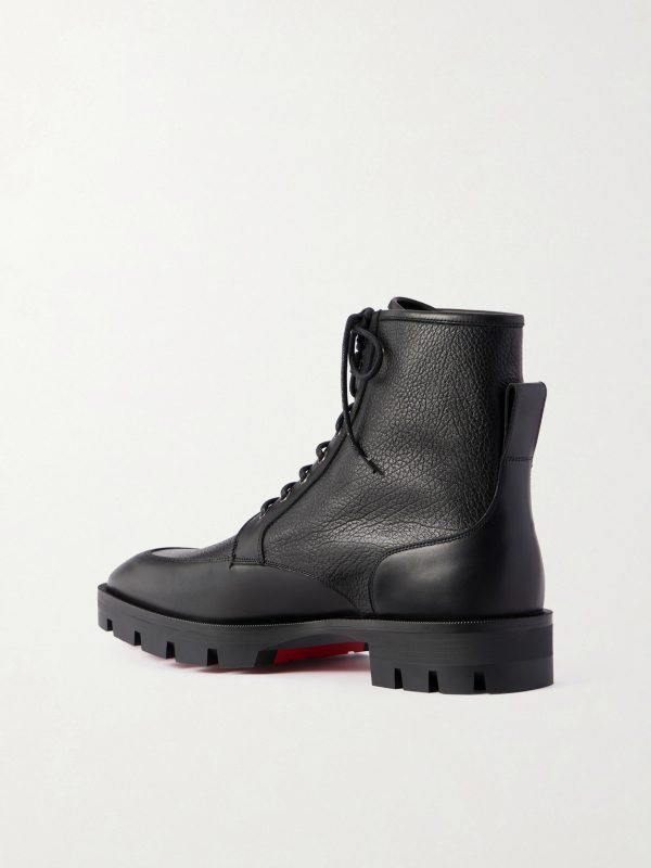 Caracolo Lion Smooth and Full-Grain Leather Lace-Up Boots - BK