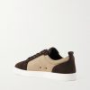 Louis Junior Grosgrain-Trimmed Suede and Canvas Sneakers - BK Louis Junior Grosgrain-Trimmed Suede and Canvas Sneakers - BK