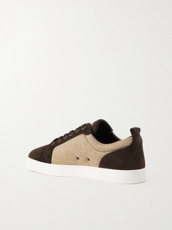 Louis Junior Grosgrain-Trimmed Suede and Canvas Sneakers - BK Louis Junior Grosgrain-Trimmed Suede and Canvas Sneakers - BK
