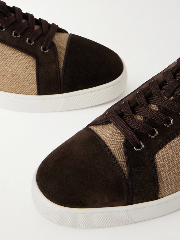 Louis Junior Grosgrain-Trimmed Suede and Canvas Sneakers - CU Louis Junior Grosgrain-Trimmed Suede and Canvas Sneakers - CU