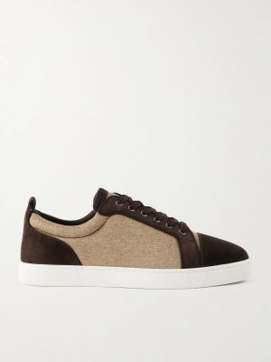 Louis Junior Grosgrain-Trimmed Suede and Canvas Sneakers Louis Junior Grosgrain-Trimmed Suede and Canvas Sneakers