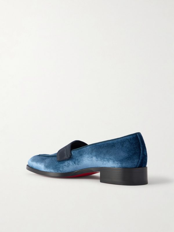 O Louvre Grosgrain-Trimmed Velvet Loafers - BK O Louvre Grosgrain-Trimmed Velvet Loafers - BK