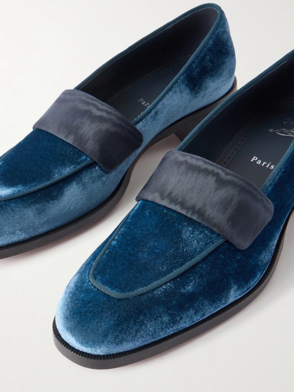 O Louvre Grosgrain-Trimmed Velvet Loafers - CU O Louvre Grosgrain-Trimmed Velvet Loafers - CU