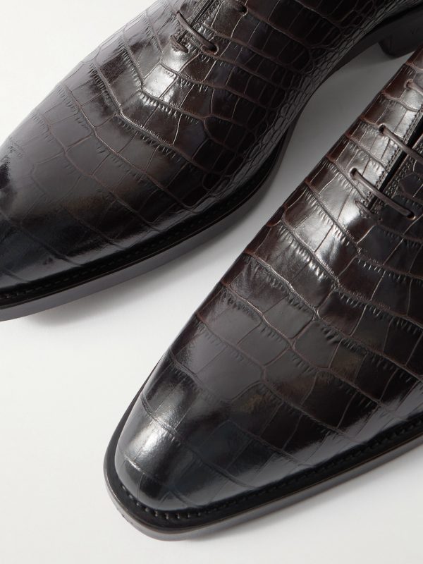 Elkan Croc-Effect Leather Oxford Shoes - CU Elkan Croc-Effect Leather Oxford Shoes - CU