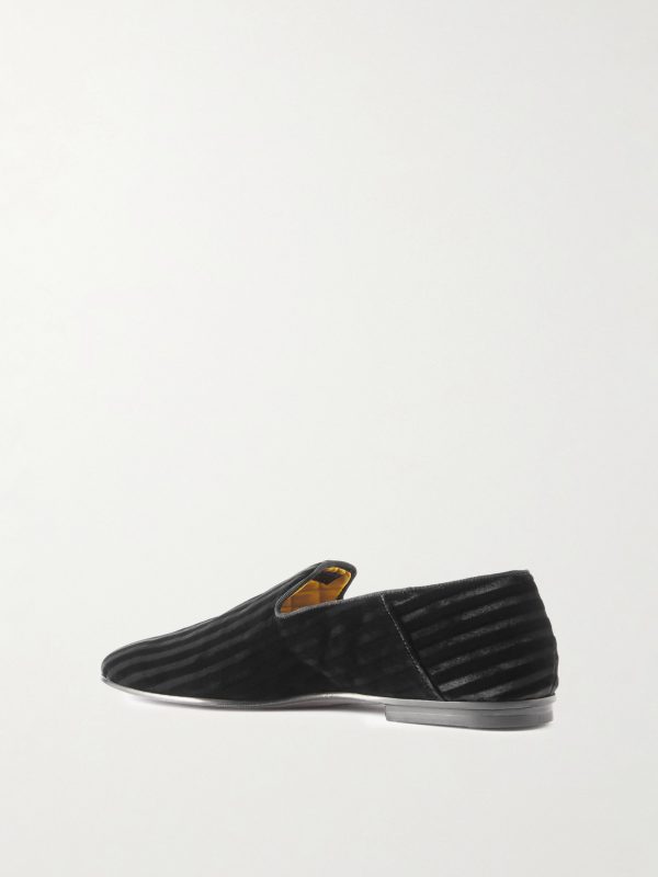 Steven Striped Velvet Slippers - BK