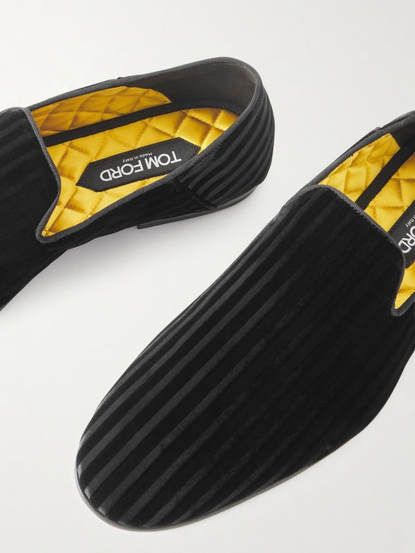 Steven Striped Velvet Slippers - CU
