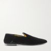 Steven Striped Velvet Slippers