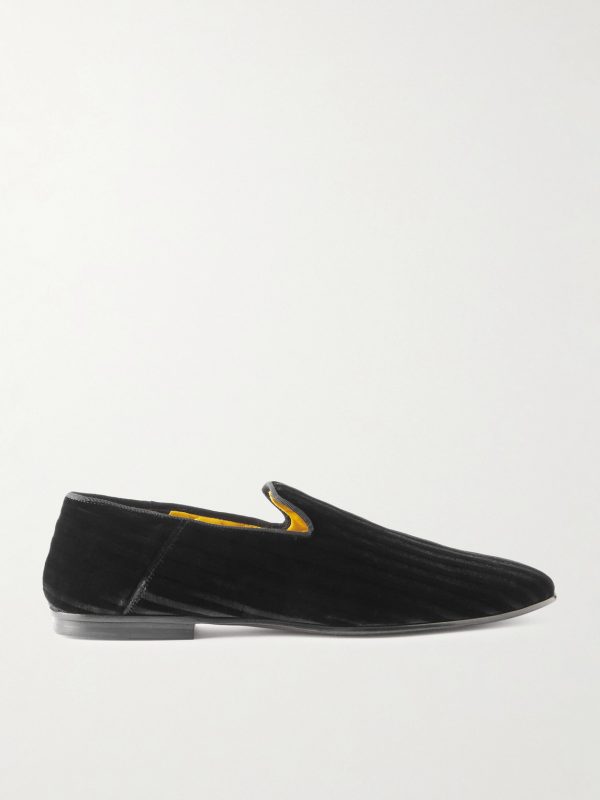 Steven Striped Velvet Slippers