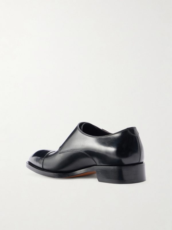 Elkan Leather Monk-Strap Shoes - BK