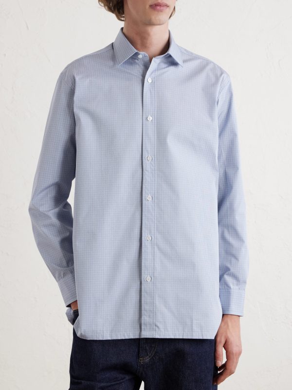 Checked Cotton-Poplin Shirt - OU Checked Cotton-Poplin Shirt - OU