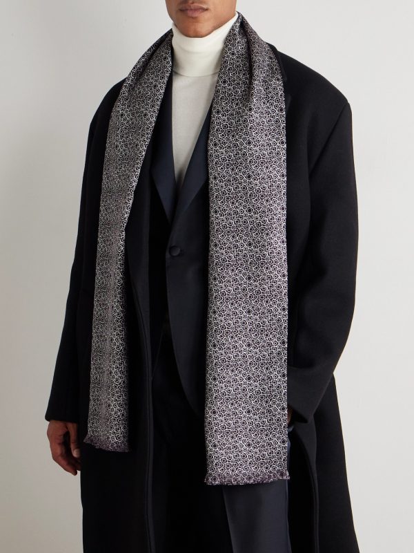 Printed Silk-Voile Scarf - OU