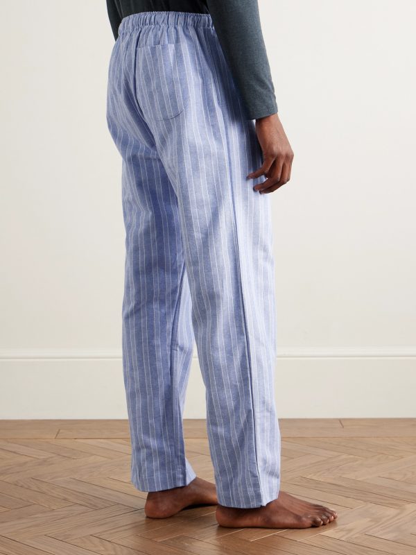 Arran 20 Straight-Leg Striped Herringbone Brushed-Cotton Pyjama Trousers - BK