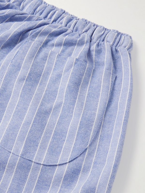 Arran 20 Straight-Leg Striped Herringbone Brushed-Cotton Pyjama Trousers - CU