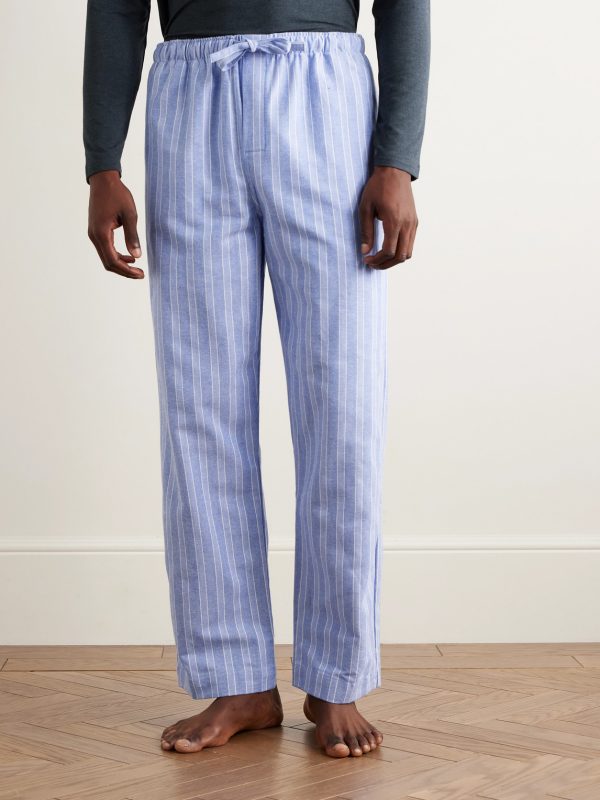 Arran 20 Straight-Leg Striped Herringbone Brushed-Cotton Pyjama Trousers - FR