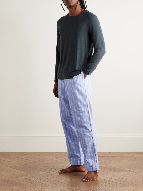 Arran 20 Straight-Leg Striped Herringbone Brushed-Cotton Pyjama Trousers - OU