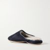 Shearling-Lined Suede Slippers - BK Shearling-Lined Suede Slippers - BK