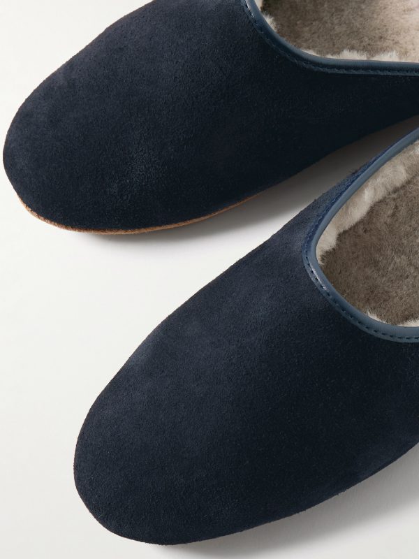 Shearling-Lined Suede Slippers - CU Shearling-Lined Suede Slippers - CU