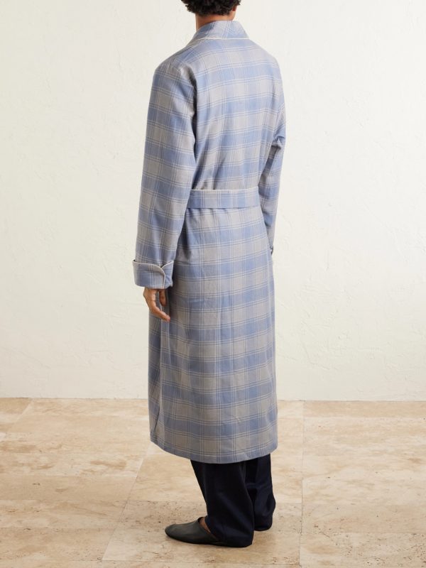 Kelburn 52 Belted Checked Cotton Robe - BK