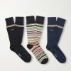 Pack of Three Striped Cotton-Blend Socks
