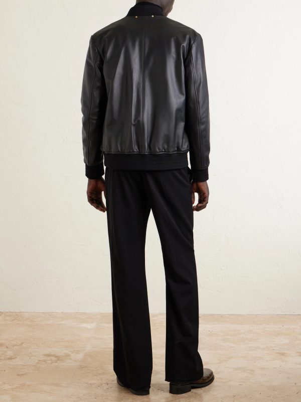 Leather Bomber Jacket - BK Leather Bomber Jacket - BK