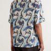 Camp-Collar Printed Satin Shirt - BK Camp-Collar Printed Satin Shirt - BK