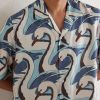 Camp-Collar Printed Satin Shirt - CU Camp-Collar Printed Satin Shirt - CU