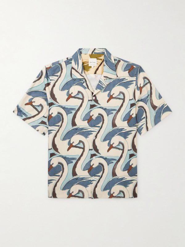 Camp-Collar Printed Satin Shirt Camp-Collar Printed Satin Shirt