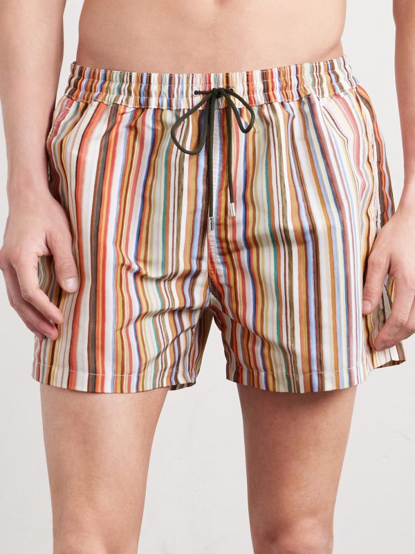 Straight-Leg Mid-Length Striped Recycled Swim Shorts - FR Straight-Leg Mid-Length Striped Recycled Swim Shorts - FR