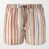 Straight-Leg Mid-Length Striped Recycled Swim Shorts Straight-Leg Mid-Length Striped Recycled Swim Shorts