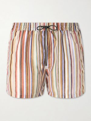 Straight-Leg Mid-Length Striped Recycled Swim Shorts Straight-Leg Mid-Length Striped Recycled Swim Shorts
