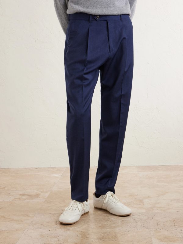 Tapered Pleated Checked Wool Trousers - FR Tapered Pleated Checked Wool Trousers - FR