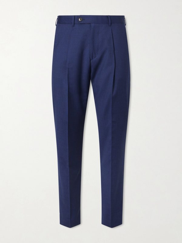 Tapered Pleated Checked Wool Trousers Tapered Pleated Checked Wool Trousers