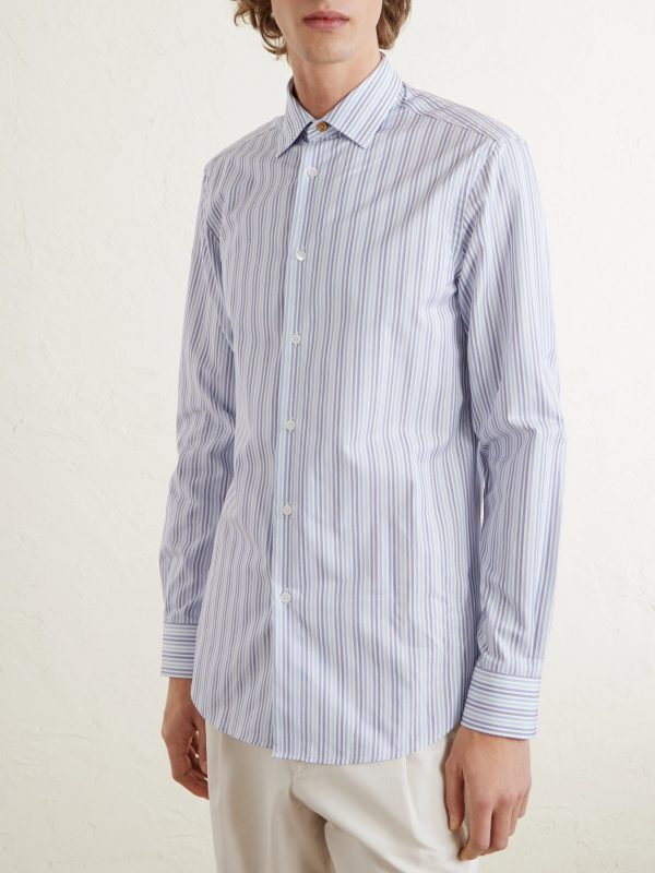Slim-Fit Striped Cotton-Poplin Shirt - OU Slim-Fit Striped Cotton-Poplin Shirt - OU