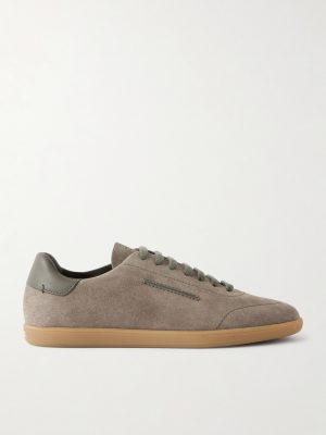 232 Leather-Trimmed Suede Sneakers