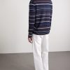 Striped Merino Wool Polo Sweater - BK Striped Merino Wool Polo Sweater - BK