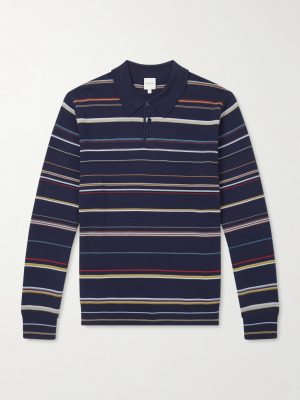 Striped Merino Wool Polo Sweater