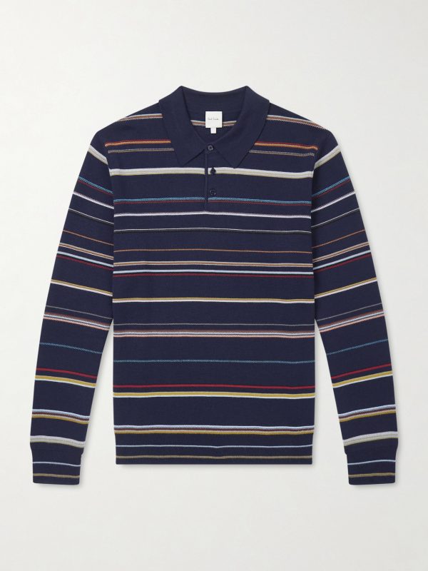 Striped Merino Wool Polo Sweater Striped Merino Wool Polo Sweater