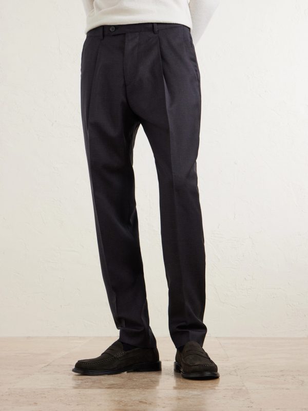 Tapered Pleated Checked Wool Trousers - FR Tapered Pleated Checked Wool Trousers - FR