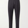 Tapered Pleated Checked Wool Trousers Tapered Pleated Checked Wool Trousers