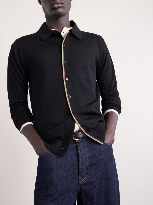 Stripe-Trimmed Merino Wool Polo Shirt - CU