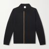 Stripe-Trimmed Merino Wool Polo Shirt