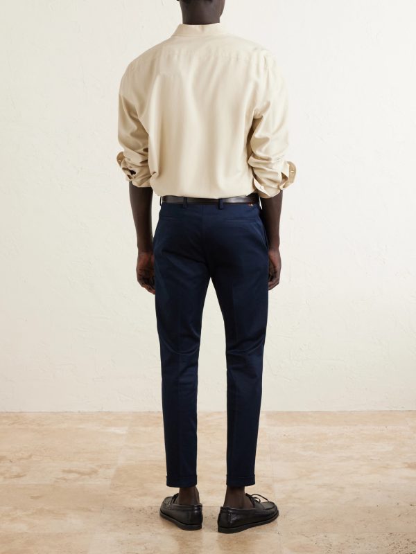 Straight-Leg Cotton-Blend Twill Trousers - BK Straight-Leg Cotton-Blend Twill Trousers - BK