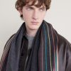 Fringed Striped Wool and Silk-Blend Scarf - OU Fringed Striped Wool and Silk-Blend Scarf - OU