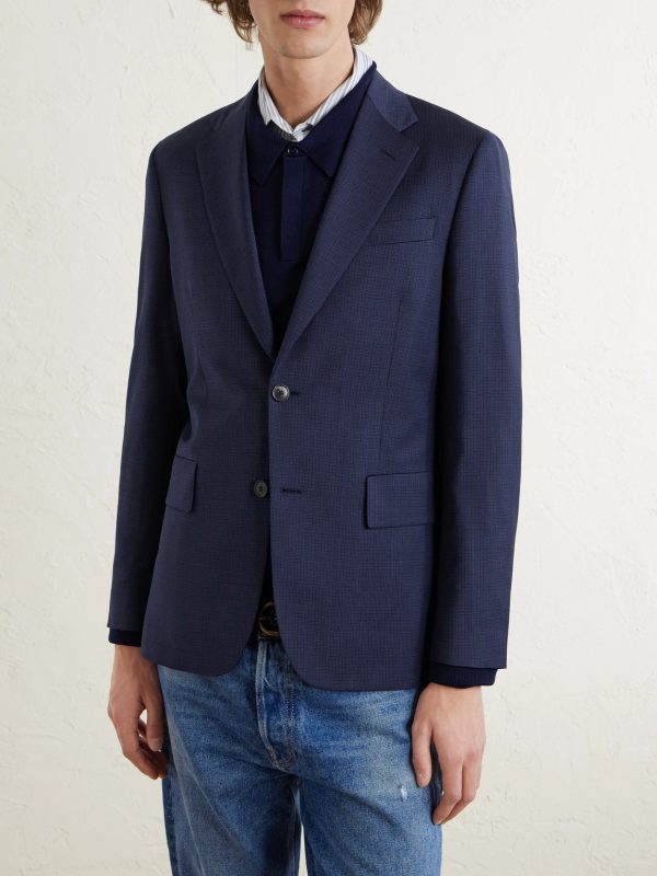Slim-Fit Checked Wool Suit Jacket - FR Slim-Fit Checked Wool Suit Jacket - FR