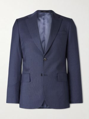 Slim-Fit Checked Wool Suit Jacket