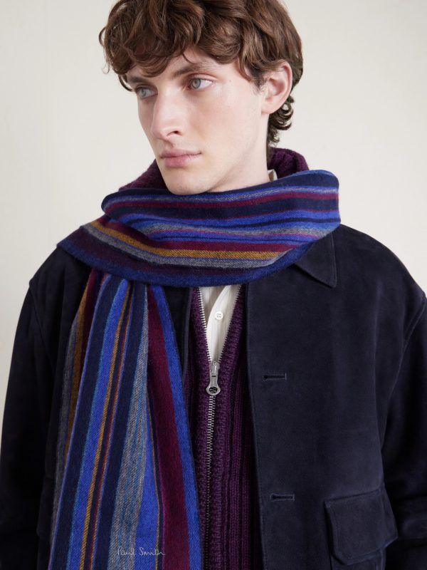 Fringed Striped Wool Scarf - CU Fringed Striped Wool Scarf - CU